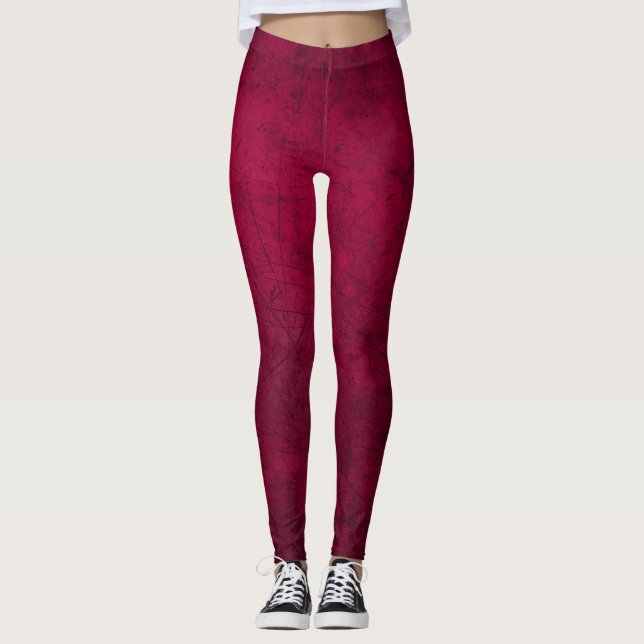Claret Solid Plain Colour  Leggings (Front)