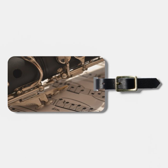 Clarinet and Music Sheets Luggage Tag (Front Horizontal)