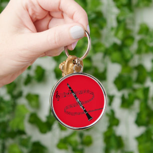 Clarinet and musical notes key ring