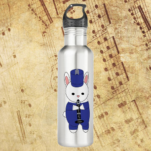 Clarinet Bunny Rabbit Marching Band Blue White 710 Ml Water Bottle