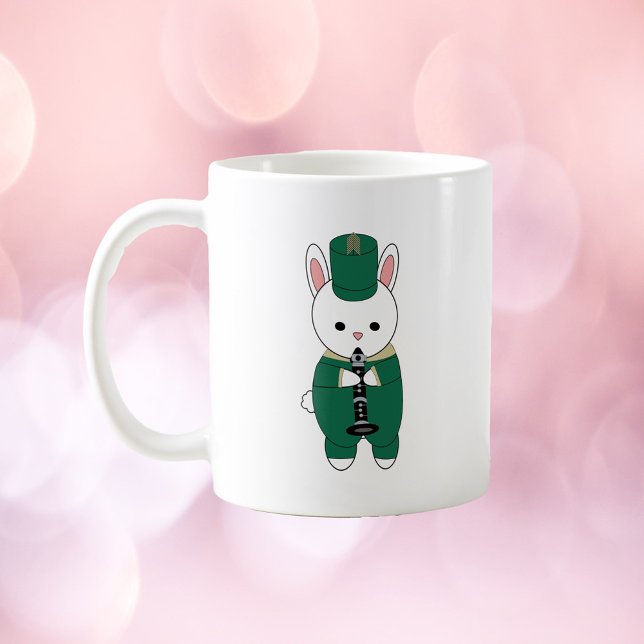 Clarinet Bunny Rabbit Marching Band Green Gold Coffee Mug (Creator Uploaded)