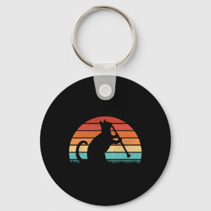 Clarinet Cat Player - Retro Clarinetist Music Love Key Ring