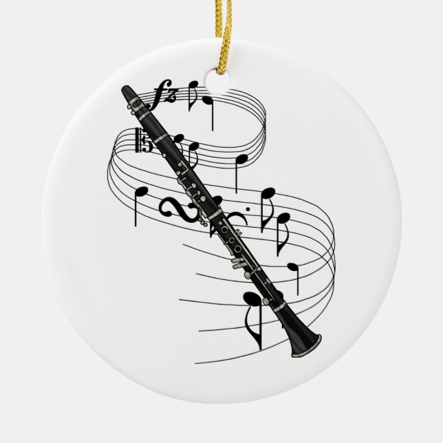 Clarinet Ceramic Tree Decoration (Front)