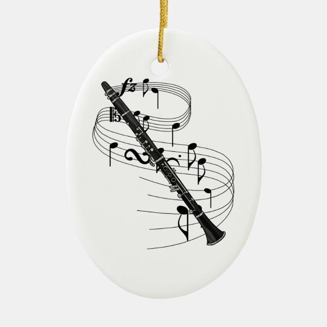 Clarinet Ceramic Tree Decoration (Front)