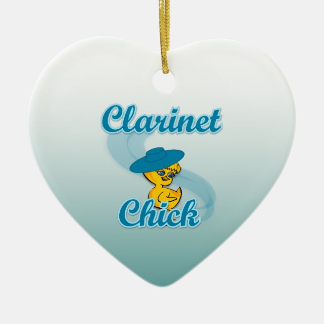 Clarinet Chick #3 Ceramic Tree Decoration (Front)