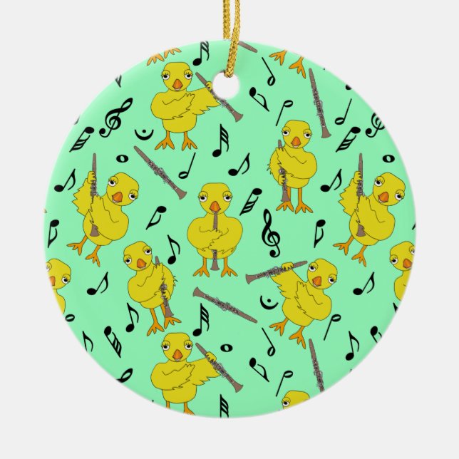 Clarinet Chick Clarinets Music Notes Ceramic Tree Decoration (Front)