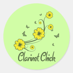 Clarinet Chick Classic Round Sticker