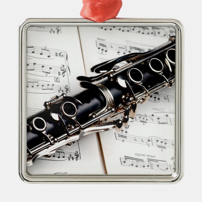 Clarinet closeup photo  metal tree decoration (Front)