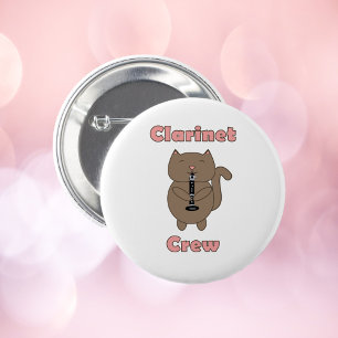 Clarinet Crew Brown Cat Pink Funny 6 Cm Round Badge