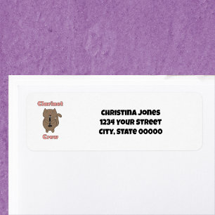 Clarinet Crew Cat Return Address Label Personalise