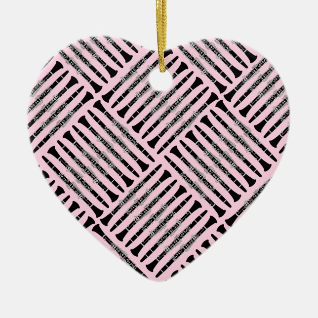 Clarinet Crosshatch Ceramic Tree Decoration (Front)