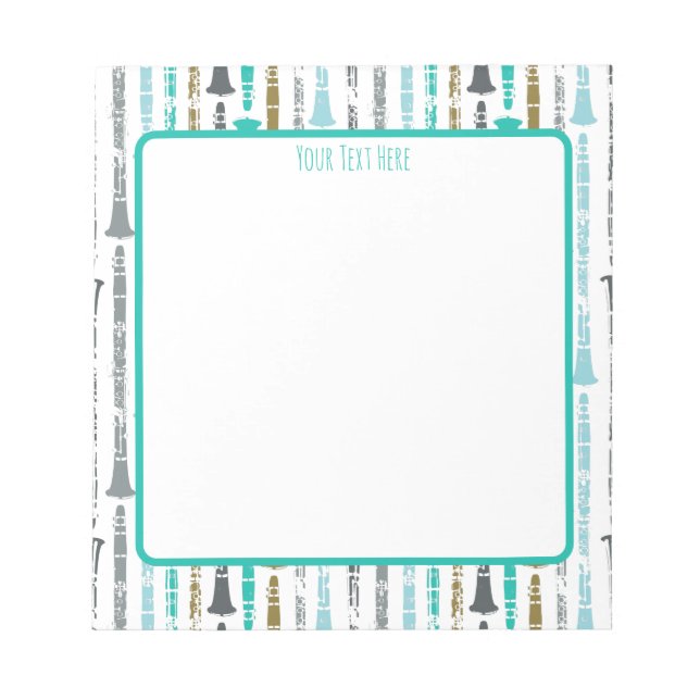 Clarinet Customisable Musical Instrument Gift Notepad (Front)