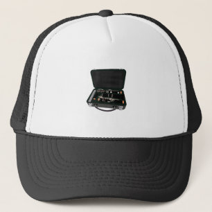 Clarinet Disassembled Inside a Suitcase Trucker Hat
