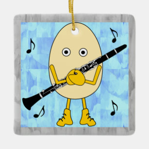 Clarinet Egghead Ceramic Ornament