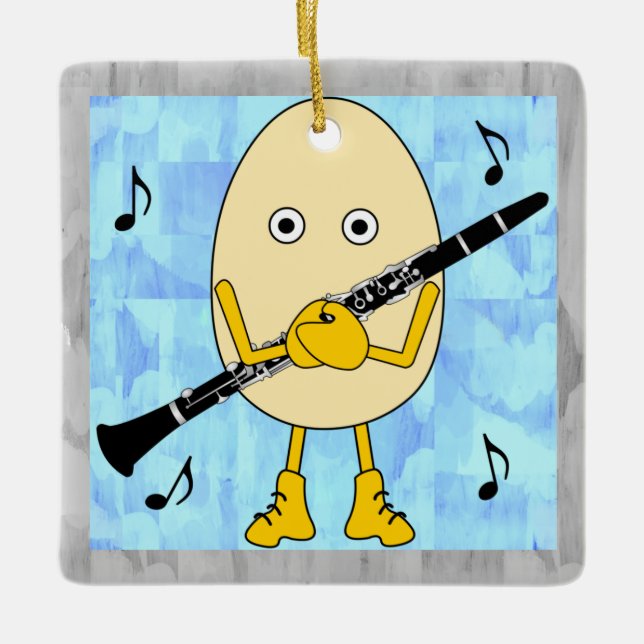 Clarinet Egghead Ceramic Ornament (Front)