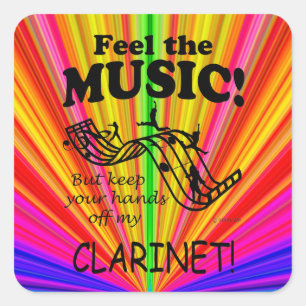 Clarinet Feel The Music Square Sticker