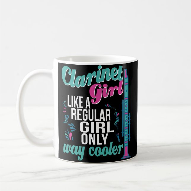 Clarinet Girl Player Marching Band Coffee Mug Gift (Left)
