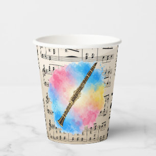 Clarinet Harmony: Colourful Watercolors Paper Cups