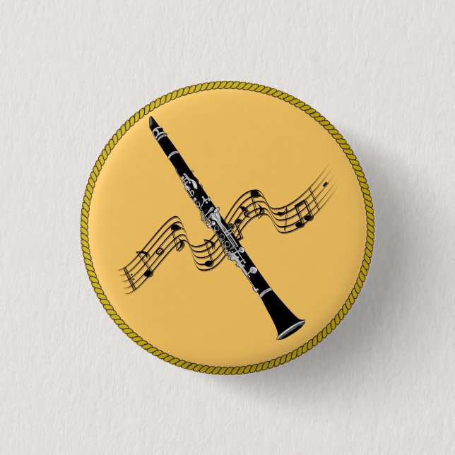 Clarinet Music 3 Cm Round Badge (Front)