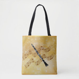 Clarinet music, popular design, tote bag