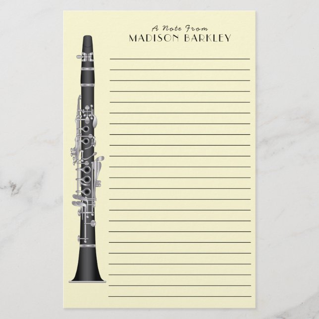 Clarinet Music Teacher Band Musician Stationery (Front)