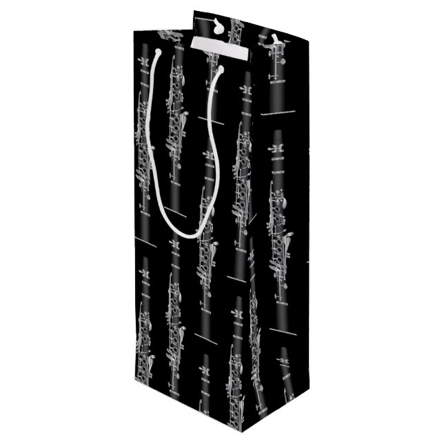 Clarinet Music Teacher Band Musician Wine Gift Bag (Back Angled)