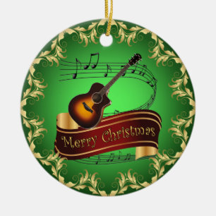 Clarinet ~ Musical Scroll ~ Merry Christmas ~ Ceramic Tree Decoration