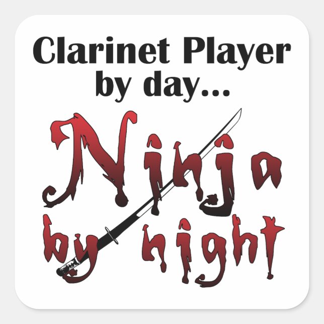 Clarinet Ninja Square Sticker (Front)