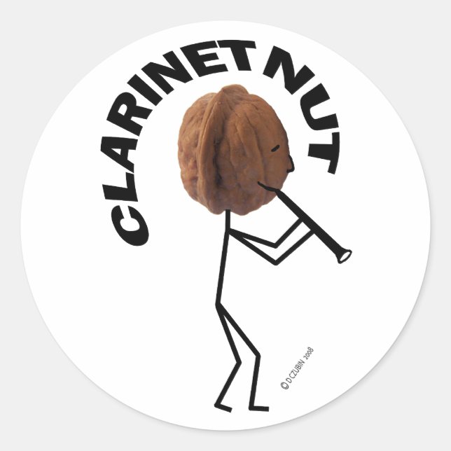 Clarinet Nut Classic Round Sticker (Front)