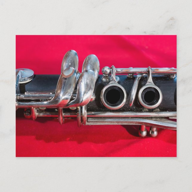 Clarinet on Red Postcard (Front)