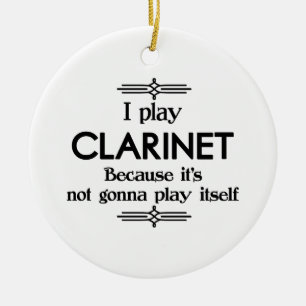 Clarinet - Play Itself Funny Deco Music Ceramic Tree Decoration