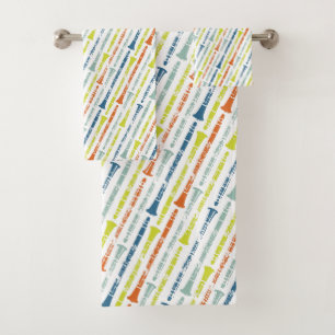 Clarinet Player Gift Music Marching Band Geek Bath Towel Set