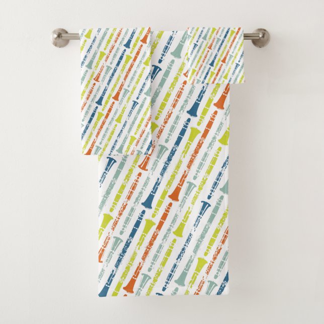 Clarinet Player Gift Music Marching Band Geek Bath Towel Set (Insitu)