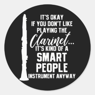 Clarinet Player Music Instrument Funny Classic Round Sticker