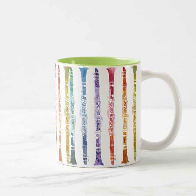 Clarinet Rainbow Wrap Two-Tone Coffee Mug (Right)