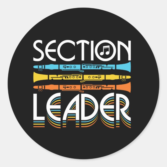 Clarinet Section Leader Band Classic Round Sticker (Front)