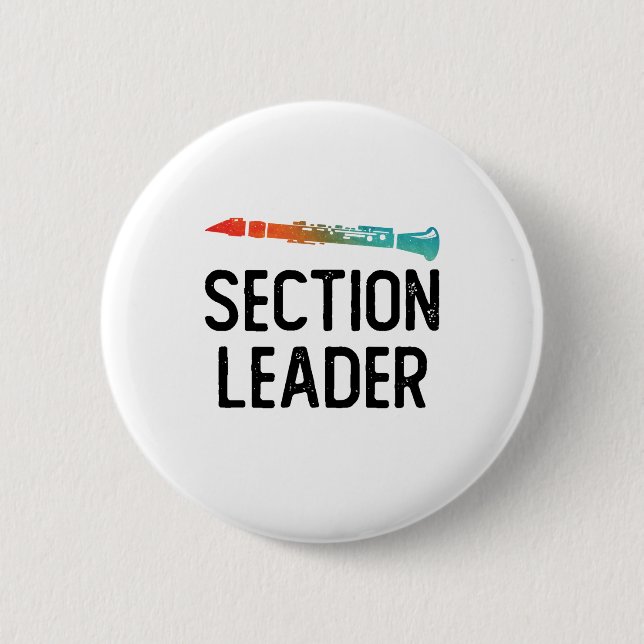 Clarinet Section Leader Marching Band 6 Cm Round Badge (Front)