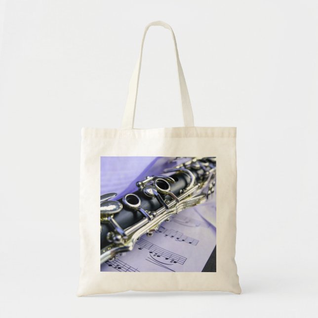 Clarinet Sheet Music Band Orchestra Tote Bag (Front)