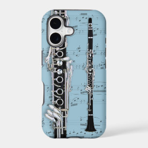 Clarinet & sheet music phone case. Pick colour