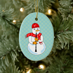 Clarinet Snowman Ceramic Tree Decoration