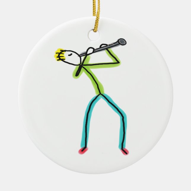Clarinet Stickman Ceramic Tree Decoration (Front)