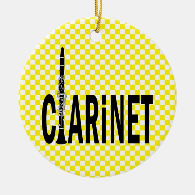 Clarinet Text Ceramic Tree Decoration (Front)