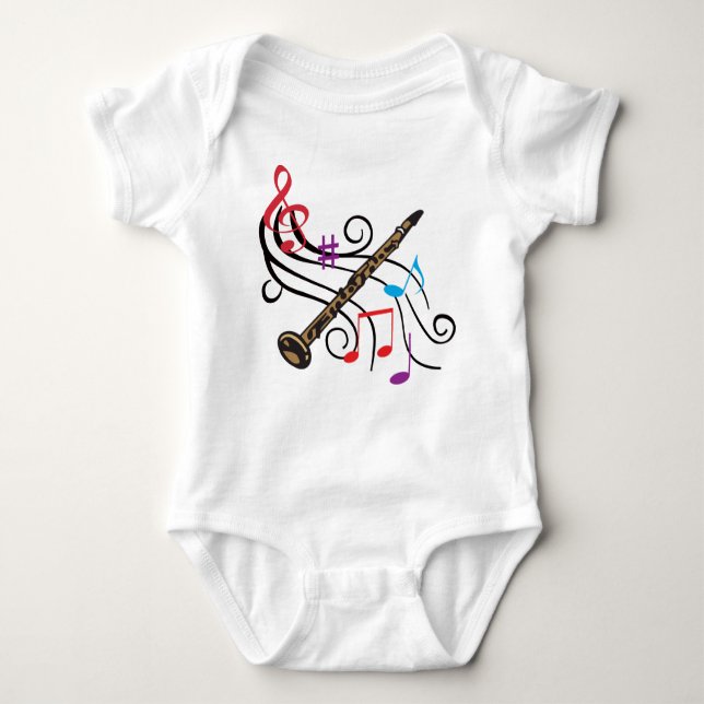 Clarinet With Music Baby Bodysuit (Front)