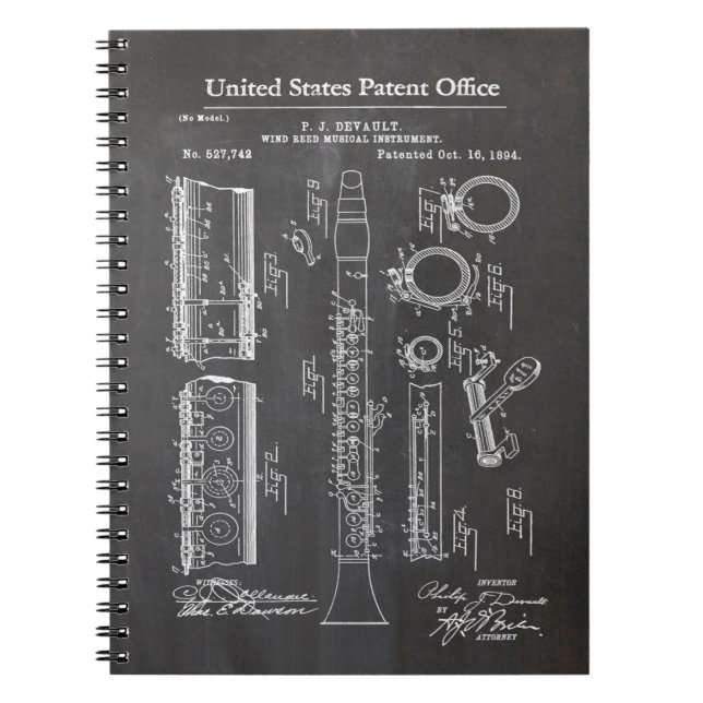 Clarinet with Musical Accents Notebook (Front)