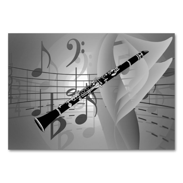 Clarinet with Musical Accents Table Number (Front)