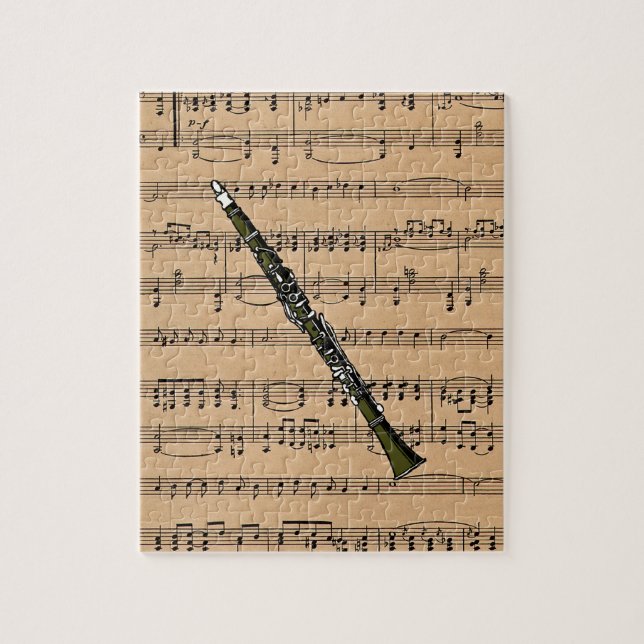 Clarinet With Sheet Music Background Jigsaw Puzzle (Vertical)