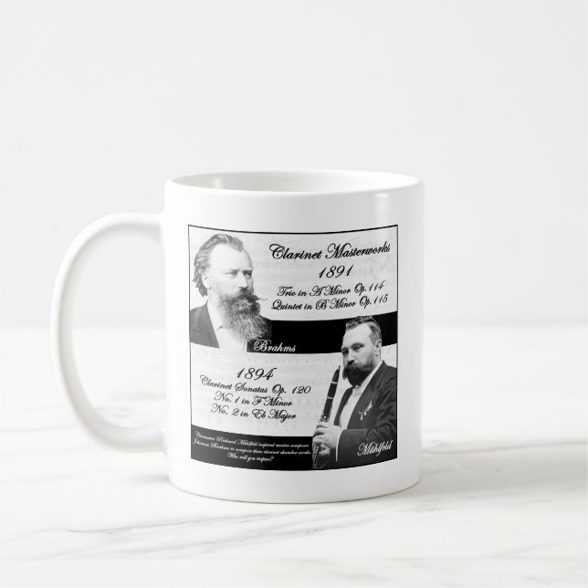 Clarinetist Mühlfeld inspired Brahms Coffee Mug (Left)