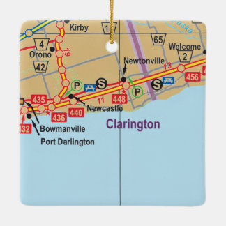 Clarington Ontario Map Ceramic Ornament