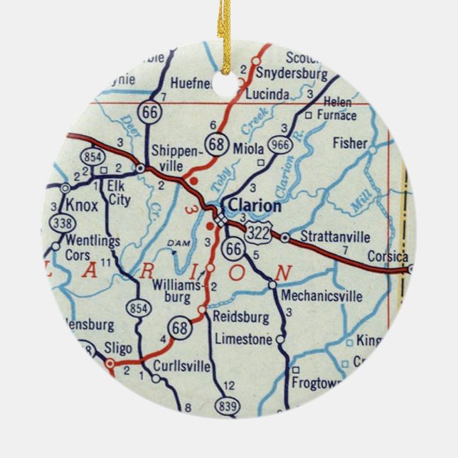 Clarion PA Ceramic Tree Decoration (Back)