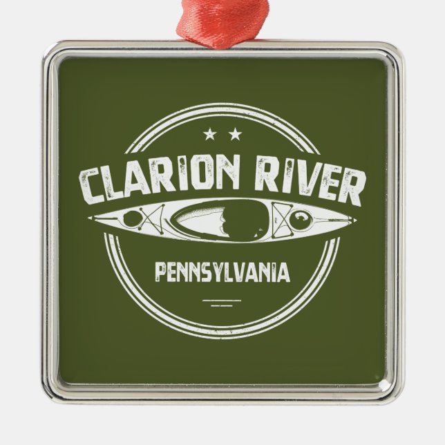 Clarion River Pennsylvania Kayaking Metal Tree Decoration (Front)